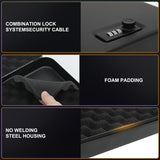 Portable Gun Safe for Pistols, Small Handgun Lock Box with Combination Lock or Key Lock, Portable Travel Pistol Safe for Travel, Home, Car (Large-com) PACOLO