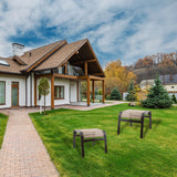 Deguifei Outdoor Patio Footstools Aluminum Outdoor Ottomans Footrest Small Seating Wicker Furniture Patio Ottoman 2 Pieces Brown Deguifei