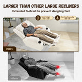Neioml Large Wide Power Lift Chair Recliner for Elderly, Heat & Vibration Massage, Extended Footrest for Big and Tall, Cup Holders Side Pockets, Easy Remote, (Plush Flannel, Cream White) Neioml