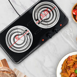 OVENTE Electric Countertop Double Burner, 1700W Cooktop with 6" and 5.75" Stainless Steel Coil Hot Plates, 5 Level Temperature Control, Indicator Lights and Easy to Clean Cooking Stove, Black BGC102B OVENTE