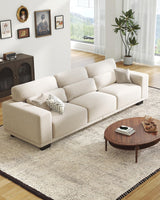 Pipishell 3 Seater Sofa Couch with Deep Seats and Wide Armrests, 89" Couches for Living Room, Comfy 3-Seater Futon Sofas, Modern Upholstered Couch with Removable Washable Cover, Linen Fabric, White Pipishell
