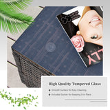 Tangkula 6 Pieces Patio Furniture Set, Outdoor Wicker Conversation Set with Glass Coffee Table, Wicker Sofa Set with Back & Seat Cushions, Rattan Sectional Conversation Couch Set for Backyard Garden Tangkula