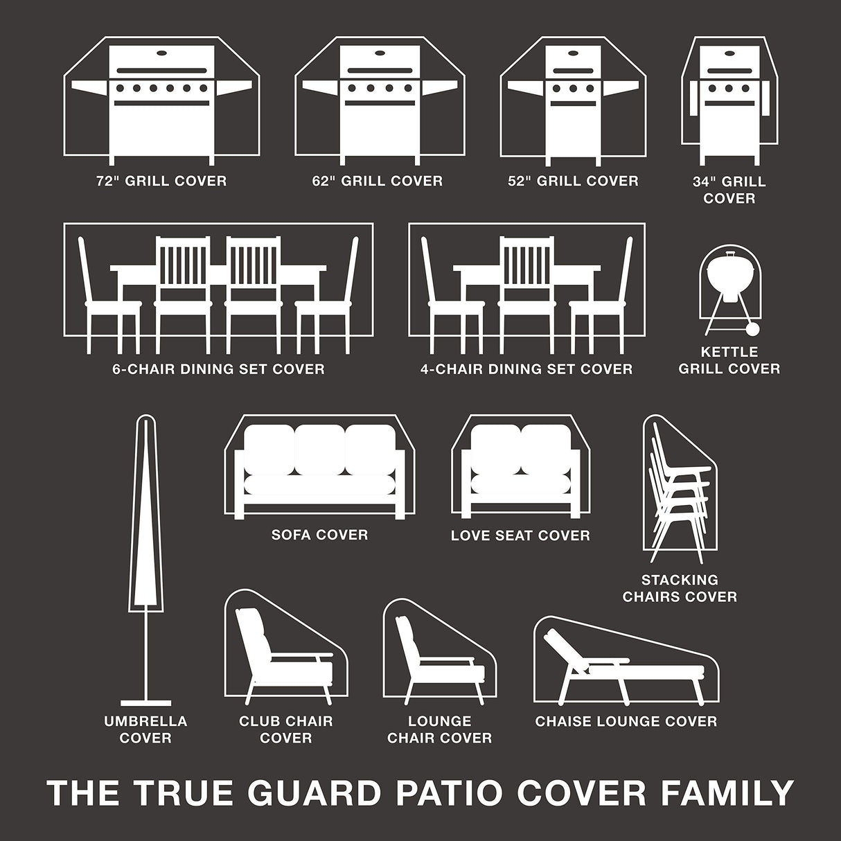 True Guard Patio Furniture Cover, 4-Chair Dining Sets True Guard