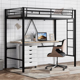 WLIVE Loft Bed Twin Size, Heavy Duty Metal Loft Bed with Safety Guard & Ladder, Noise Free, No Box Spring Needed, Black WLIVE