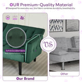 TYBOATLE 65" W Velvet Modern Convertible Folding Futon Couch Sofa Bed w/ 2 USB Charging Ports and arms, Loveseat for Living Room, Office, Apartment, Bedroom (Green) TYBOATLE