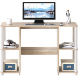 SHW Home Office Wood Desk with Double Sided Shelves, Oak SHW