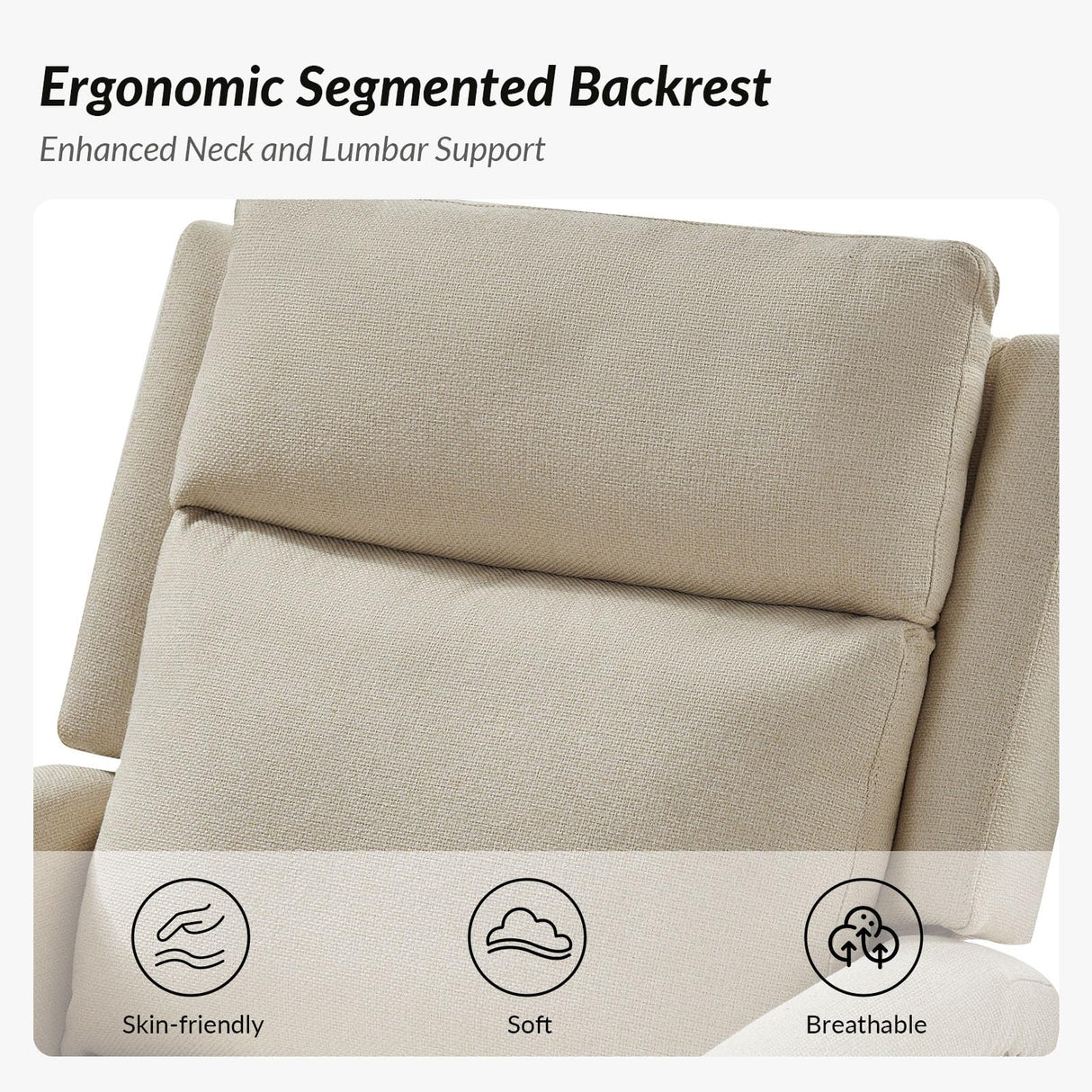 HULALA HOME Fabric Recliner Chair for Living Room, Adjustable Push Back Arm Chair with Rivet Decoration, Home Theater Seating w/Rivet Decoration, Reclining Sofa Chair,Beige HULALA HOME