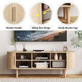 NVETHM TV Stand, Modern TV Console Table with Storage Compartment and Sliding Door, Gaming Entertainment Center with Cabinet for Living Room, Bedroom, Office (Natural) NVETHM