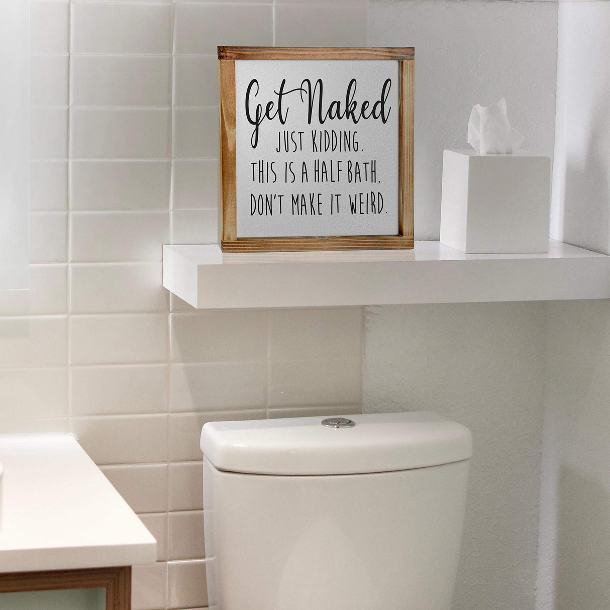 Get Naked Sign For Bathroom Decor Wall 12x12 Inch - Rustic Bathroom Get Naked Just Kidding This is a Half Bath, Bathroom Signs Decor Farmhouse MAINEVENT