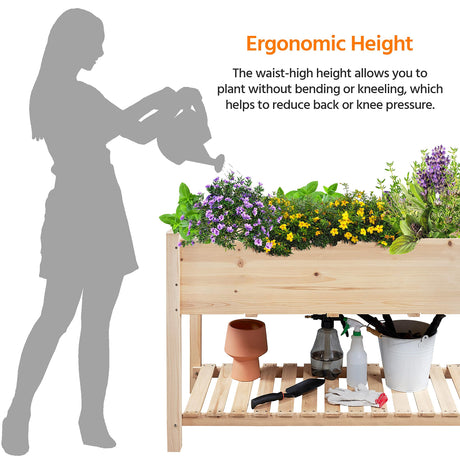 Yaheetech 47x23x32in Wooden Raised Garden Bed with Legs & Storage Shelf Horticulture Wooden Elevated Planter Box Vegetable Growing Bed for Flower/Herb/Backyard/Patio, 2pcs Yaheetech