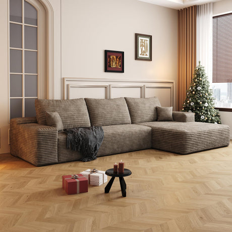 AUGOP 108" Sectional Couches for Living Room Modern Modular Sofa with L-Shape Couchs Upholstered Boneless Couch Deep Seat Sectional Couch with Chaise (Camel, Right Facing Chaise+2Seaters) AUGOP