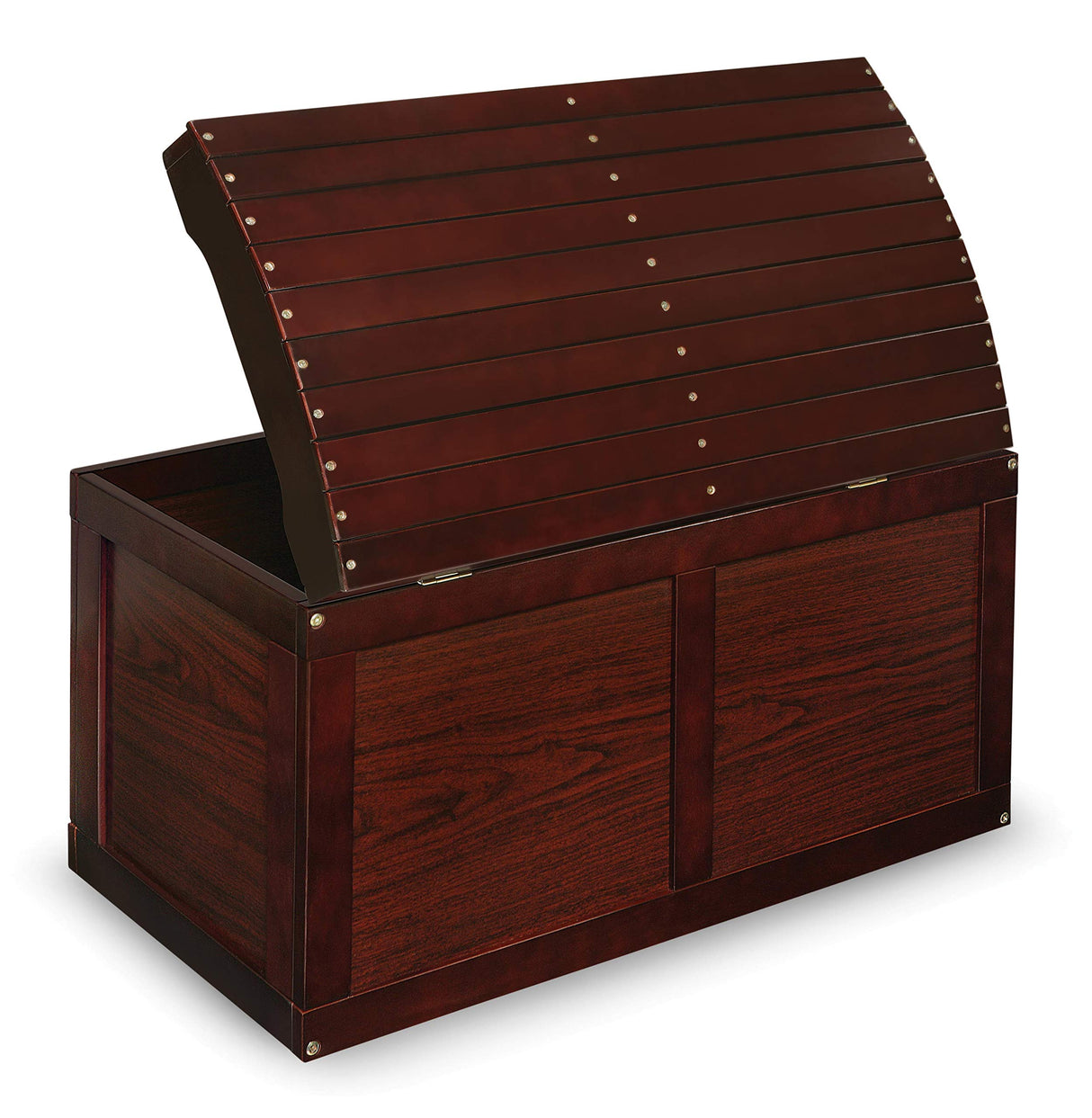 Badger Basket Kid's Hardwood Barrel Top Toy Box Storage Chest with Safety Hinge - Cherry Badger Basket