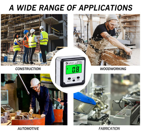 Lytool Digital Angle Finder, Angle Gauge Electronic Level Tool with Bubble Level and Magnetic Base, Digital Inclinometer Angle Measuring Tool for Woodworking, Construction and Machinery Lytool