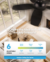 VONLUCE Ceiling Fans with Lights, 36 Inch Ceiling Fan and Remote, Full-spectrum LED Light, 3CCT, 6-Speeds Noiseless Reversible DC Motor, Modern Ceiling Fan for Bedroom Living Room Farmhouse, Black VONLUCE