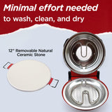 CULINARY CHEF Electric Pizza Oven with Ceramic Stone, Viewing Window, Adjustable Heat Control, Timer and 1200W Baking Power, DIY Homemade Pizzeria, Large 12” Pie Capacity (Red) CULINARY CHEF