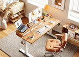 BANTI 55x24 Inch Electric Standing Desk with Double Drawers, Adjustable Height Stand Up Desk, Sit Stand Home Office Desk with Storage Shelf, Light Rustic Brown Top BANTI