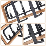 Lingkai Farmhouse Chandelier Rustic Kitchen Island Light Fixture, Industrial Pendant Lighting Fixtures Wood and Metal for Dining Room Pool Table Lingkai