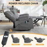 IOMOR Power Recliner Chair with Massage and Heating, 360° Swivel Rocker Glider Chair for Adults, Upholstered Fabric Reclining with Side Pockets and Cup Holder for Living Room, Nursery (1, Gray) IOMOR
