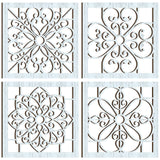 Yulejo 4 Pieces Thicken Rustic Wall Decor Farmhouse Wall Art Decor Wooden Hollow Carved Design Rustic Wall Art for Living Room Bedroom Hallway Decor Office Kitchen Wall Decoration (Light Cyan) Yulejo