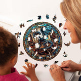 WOODBESTS Wooden Puzzles for Adults (300 Piece, L, 13.4"x13.4") Dragon's Library Wood Puzzles Adult, Wooden Jigsaw Puzzles Unique Shape, Birthday Gifts for Adults Family Game WOODBESTS