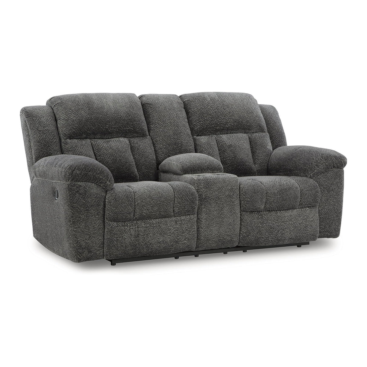 Signature Design by Ashley Frohn Contemporary Manual Reclining Loveseat with Console with Console, Storage and Cup Holders, Gray Signature Design by Ashley