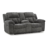 Signature Design by Ashley Frohn Contemporary Manual Reclining Loveseat with Console with Console, Storage and Cup Holders, Gray Signature Design by Ashley