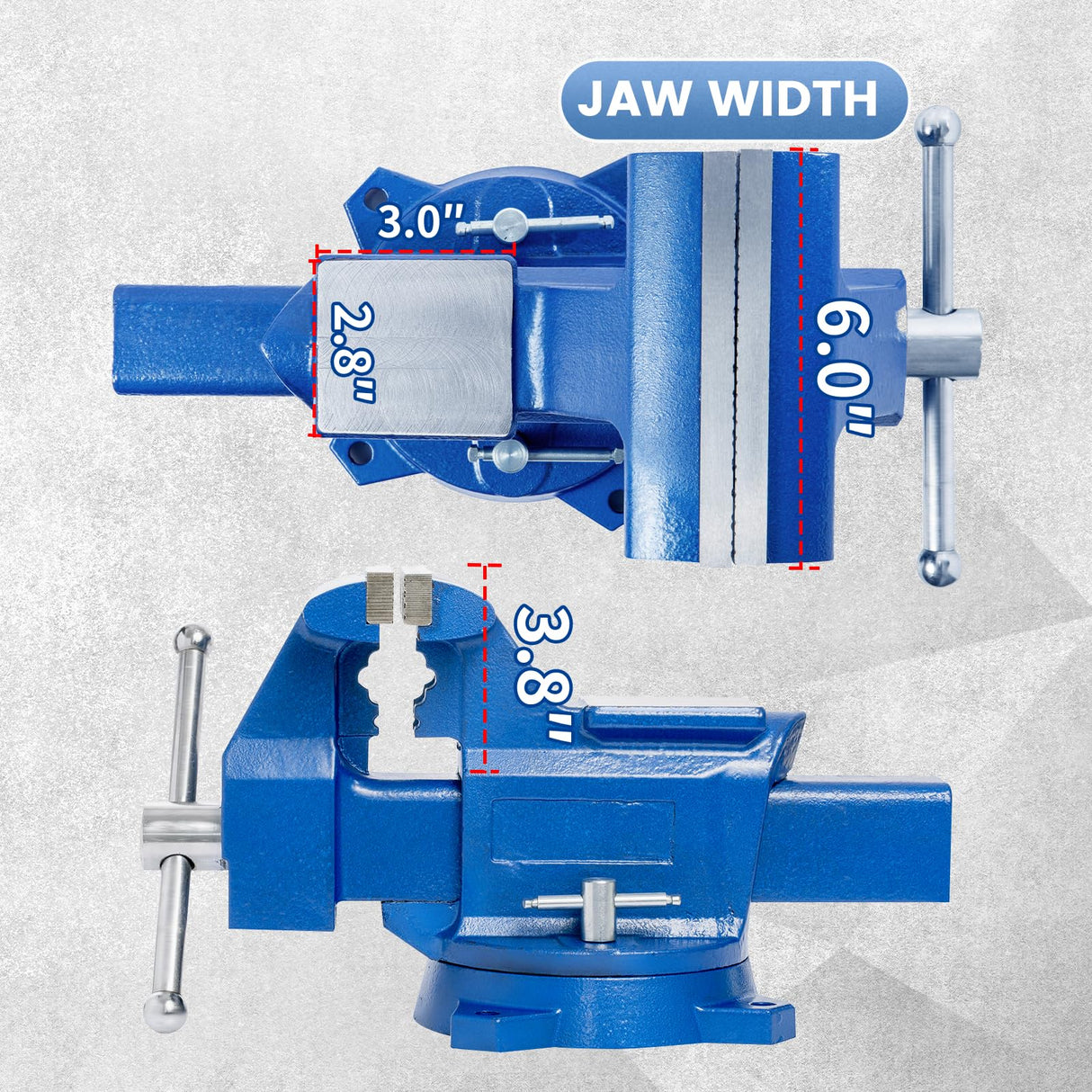 RFRYZE 6" Bench Vise Heavy Duty Ductile Iron Table Top Clamp 360°Swivel Base with Anvil for Electronic Welding Woodworking and Fishing Gear RFRYZE