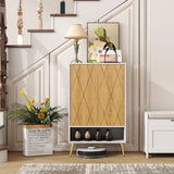 HOMEFORT Shoe Cabinet,15 Pairs Shoe Rack Organizer Cabinet, Shoe Storage Cabinet for Narrow Entryway Closet,6-Tier Modern Shoe Organizer with Double Doors and Adjustable Shelf (White Oak) HOMEFORT