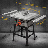 Table Saw, Towallmark 10 Inch 15A Multifunctional Saw with Stand & Push Stick, 90° Cross Cut & 0-45° Bevel Cut, 5000RPM, Adjustable Blade Height for Woodworking Towallmark