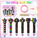 CY2SIDE 60PCS Princess Fairy Wand Scratch Bookmarks for Girls, Make Your Own Fairy Stick Scratch Paper Magic Wands Bookmark, DIY Princess Stick Rainbow Crafts Ornaments for Kids Birthday Party CY2SIDE