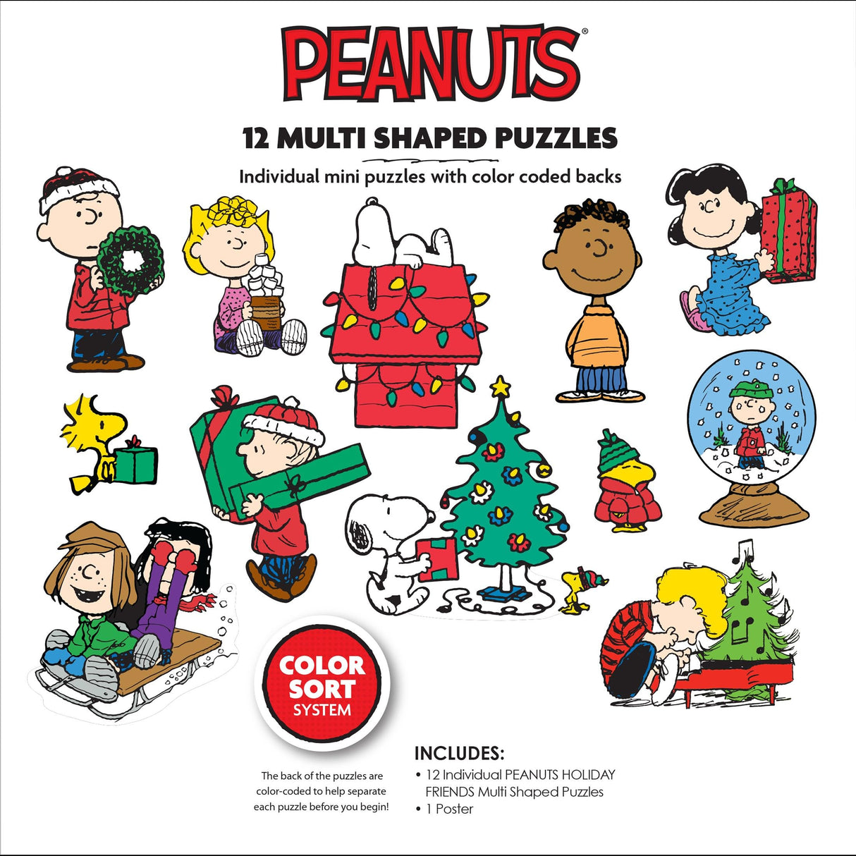 RoseArt - Mini Shaped Multipack - Peanuts Holiday Friends - 500 Piece Jigsaw Puzzle for Adults RoseArt