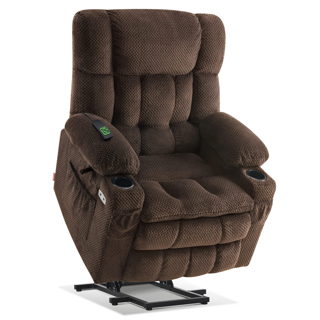 MCombo Dual Motor Power Lift Recliner Chair with Massage and Heat for Elderly People, Infinite Position, USB Ports, Cup Holders, Fabric 7890 (Medium, Mocha) MCombo