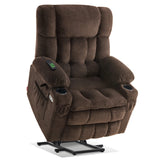 MCombo Dual Motor Power Lift Recliner Chair with Massage and Heat for Elderly People, Infinite Position, USB Ports, Cup Holders, Fabric 7890 (Medium, Mocha) MCombo