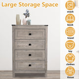 BTDWI Farmhouse 4 Drawer Dresser for Bedroom, 24" Wide Wood Dresser with Metal Handle for Bed Room, Hallway, Light Grey Rustic Oak BTDWI