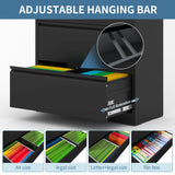 AQY 5 Drawer File Cabinet with Lock,Metal Lateral File Cabinets for Home Office,Steel Wide Filing Organization Storage Cabinets for Hanging Files Letter/Legal/F4/A4 Size(Black) AQY