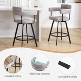 JIRAIN 26’’ Swivel Counter Height Bar Stools, Modern Counter Stools with Round Back, Linen Upholstered Barstools with Round Footrest for Kitchen Island, Home Pub, Set of 2, Grey JIRAIN