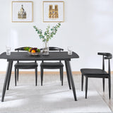 Yaheetech Mid Century Dining Chairs Armless with Backrest Modern Kitchen Chairs Metal Legs Fabric Leather Seat Set of 4, Black Yaheetech