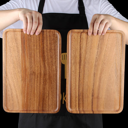 2 Pcs Wooden Rectangle Serving Trays for Ottoman Bar Party Food Tray Large Fruit Rectangular Platter Best Acacia Wood Plates for Decor Cheese Serving Board Snack Tray Charcuterie Boards Serving Dishes