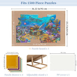 Becko US 1500-Pc Tilting Jigsaw Puzzle Board with 4 Colorful Drawers & Cover, Adjustable Puzzle Table with Built-in Easel/Stand, Portable Tables with Storage for Adults, with Premium Flannel Tabletop Becko US