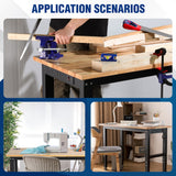 WORKPRO 48" Adjustable Workbench, Rubber Wood Top Heavy-Duty Workstation, 1500 LBS Load Capacity Hardwood Worktable with Power Outlets, Leveling Foot, for Workshop, Garage, Office, Home WORKPRO