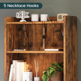 AOGLLATI Tall Night Stand Set of 2, Nightstand with Charging Station and LED Lights, Rustic Brown Bedside Table with Bookshelf, 3 Drawers and Open Shelves, Modern End Side Table for Bedroom AOGLLATI