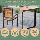 WiberWi 7 Piece Outdoor Dining Set for 6, Acacia Wood 59.1" Patio Table and Chairs Set with Metal Frame, Patio Dining Furniture Set for Garden, Balcony, Backyard, Poolside, Brown & Black WiberWi