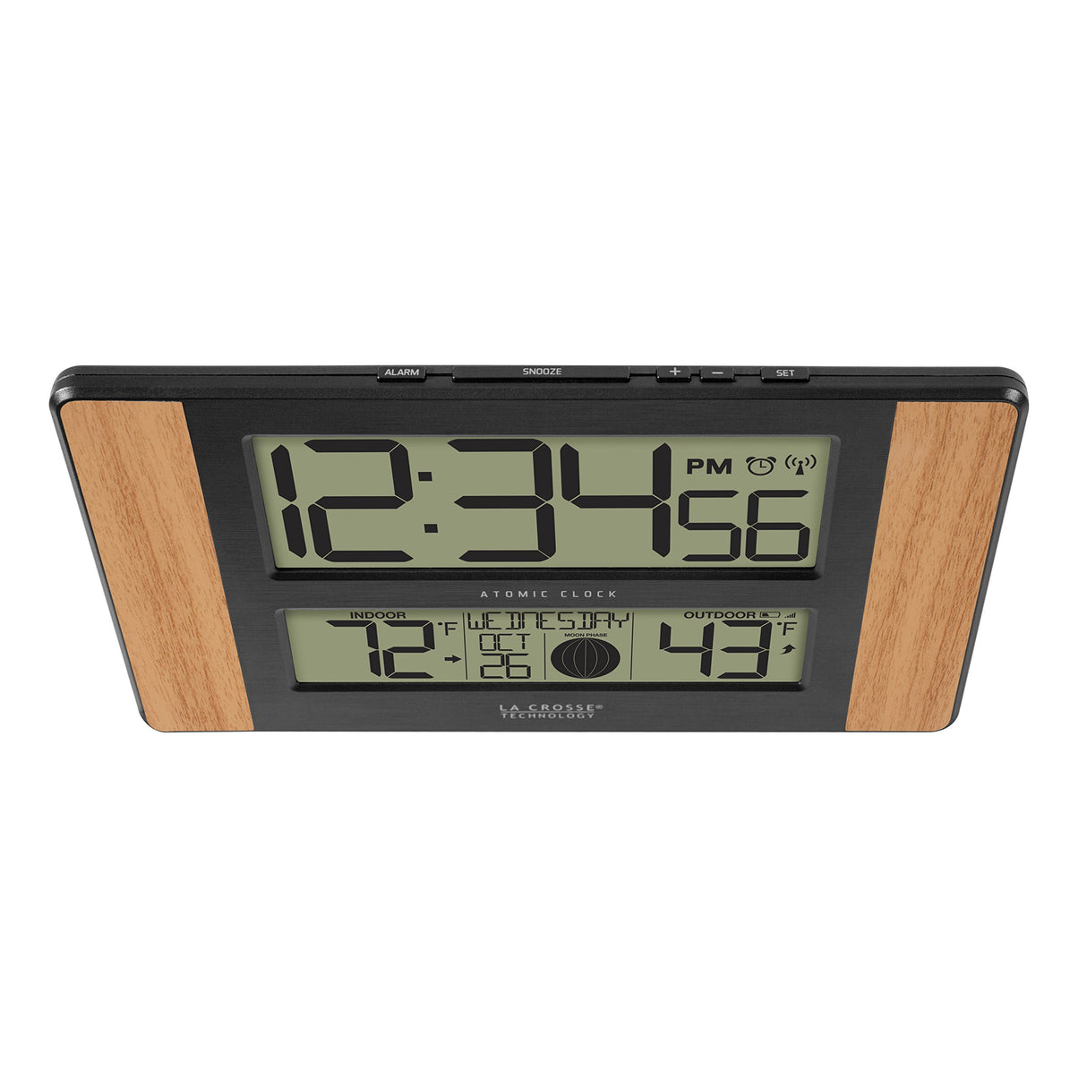 La Crosse Technology Atomic Digital Clock with Outdoor Temperature, Wood Oak, 0 La Crosse Technology
