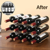 TRUDING Countertop Wine Rack - 12 Bottle Freestanding Wine Bottle Holder Stand - 3 Tier Wooden Wine Storage Rack - Wavy Wine Organizer for Cabinet TRUDING