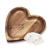 Woonmart Wooden Heart Prayer Bowl, Dough Bowl with 24 Prayer Cards, Religious Gifts, Heart Prayer Bowl, Easter Gifts Thanksgiving Day christian decor prayer box christian gifts for women Woonmart