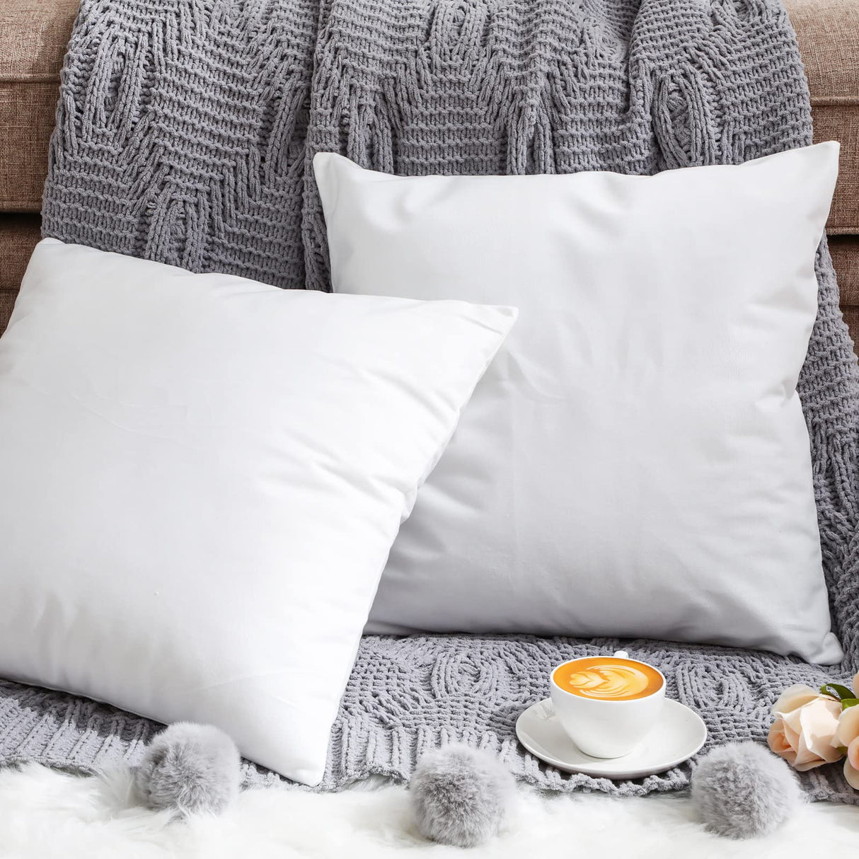 Remagr 12 Pack Sublimation Pillow Cases Bulk 18 x 18 Inch White Blank Cushion Covers DIY Heat Transfer Pillow Covers Short Plush with Invisible Zipper Decorative Polyester Throw Pillow Covers Remagr