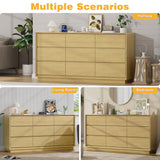 wanan 63'' Wooden Dresser for Bedroom, Large Dresser with 9 Deep Chests of Drawers for Bedroom, Living Room, Closet wanan