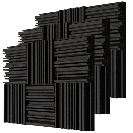 TroyStudio Thick Acoustic Foam Panels, 12 X 12 X 2 Inch 18 Pcs Broadband Sound Absorbing Foam, Dense Soundproof Padding Tile, Recording Studio Foam Absorber, Groove Decorative 3D Wall Ceiling Panel TroyStudio