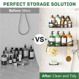 OMAIRA Shower Caddy 3-Pack, Adhesive Shower Organizer with Soap Holder, Rustproof No Drilling Shower Shelves for Inside Shower Bathroom Organizer and Storage, Black(Large) OMAIRA