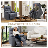 Esright Modern Electric Recliner Chair for Adults, Heavy Duty Power Lift Recliner with Heated Vibration Massage, Side Pockets, USB Charge Port & Cup Holders, Blue Grey Esright